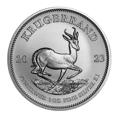 A picture of a 1oz Silver South African Krugerrand (2023)